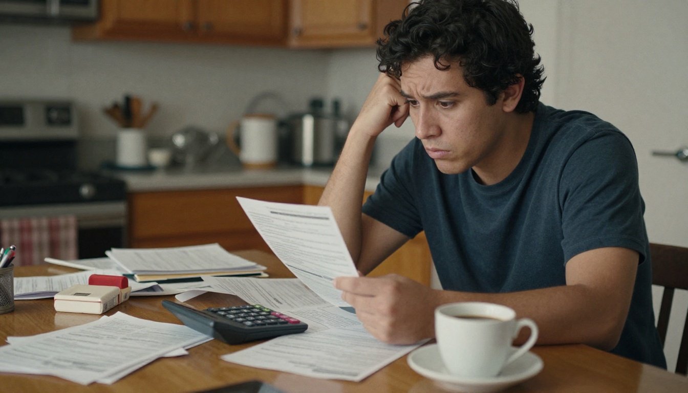 Γιατί δεν μένουν ποτέ χρήματα στο τέλος του μήνα 2 Ανησυχημένος πελάτης σε τραπέζι κουζίνας