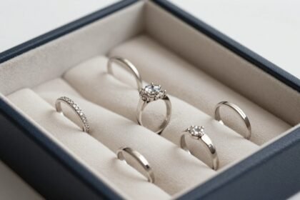 Οργανωμένο κουτί κοσμημάτων με δαχτυλίδια