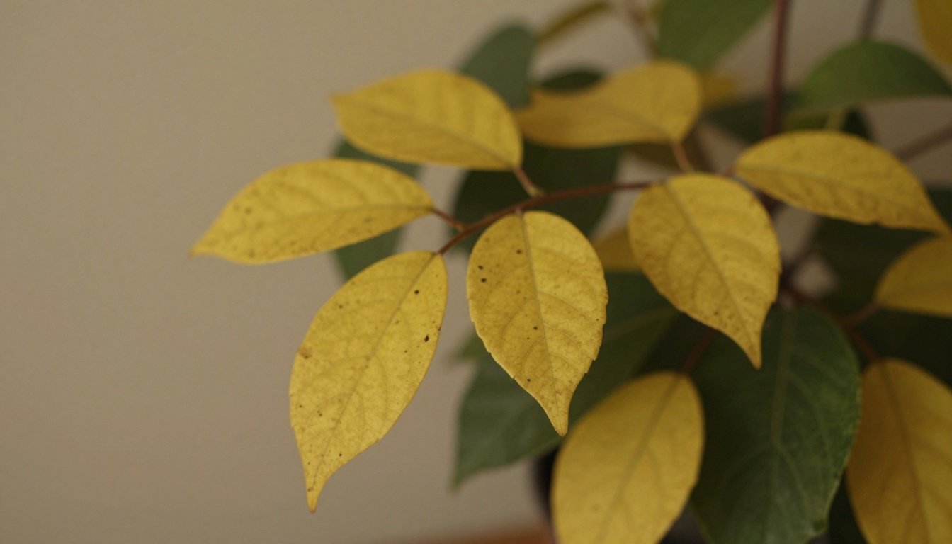Κιτρινισμένα φύλλα φυτών εσωτερικού χώρου τον χειμώνα.