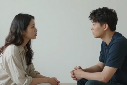 Μια ήρεμη συζήτηση μεταξύ δύο ατόμων σε ένα ήρεμο περιβάλλον.