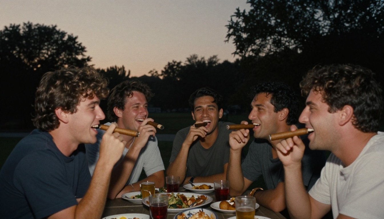 Πούρα: από πού να ξεκινήσεις αν δεν έχεις ιδέα 2 Φίλοι που απολαμβάνουν πούρα στο ηλιοβασίλεμα