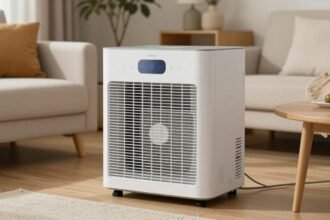 Αφυγραντήρας σε ζεστό καθιστικό κατά την διάρκεια του χειμώνα