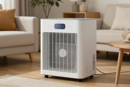 Αφυγραντήρας σε ζεστό καθιστικό κατά την διάρκεια του χειμώνα