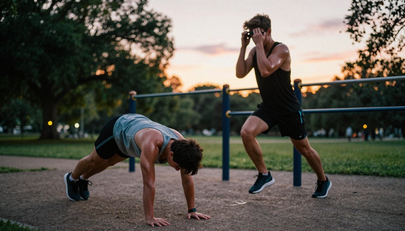 Άτομο που εκτελεί καλλισθενικές ασκήσεις σε πάρκο
