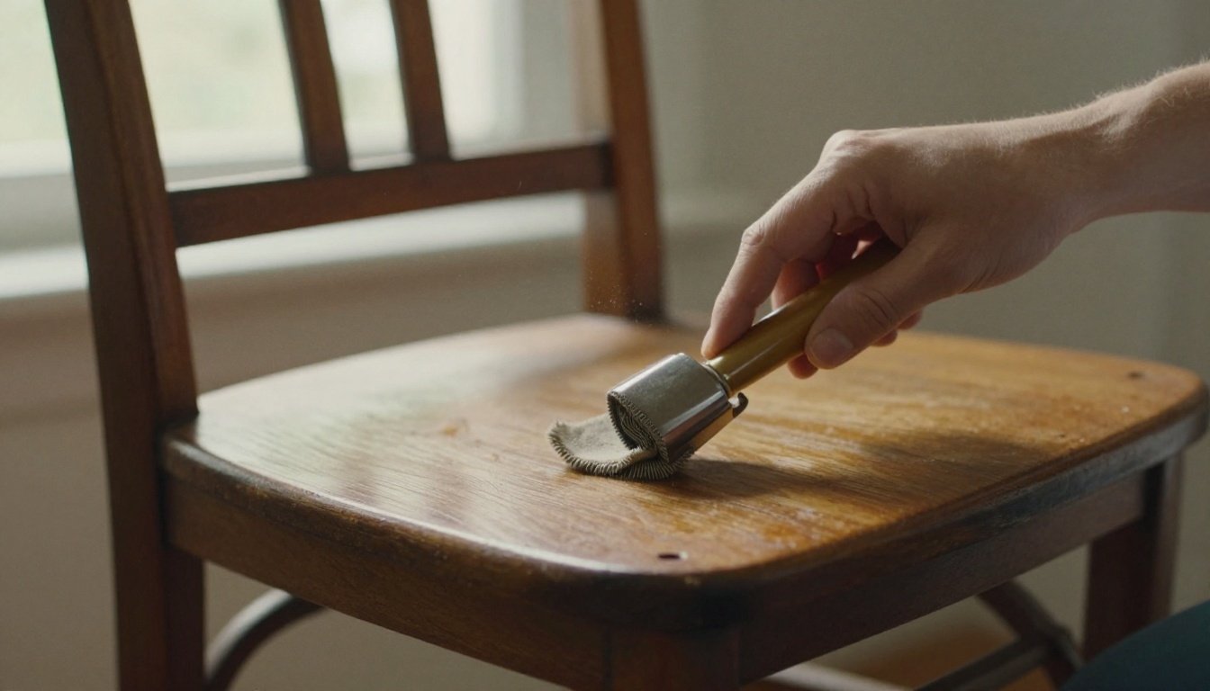 Άτομο καθαρίζει καρέκλα