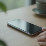 Ένα κινητό τηλέφωνο σε αθόρυβη λειτουργία τοποθετημένο σε ένα ήρεμο γραφείο με φυσικό φωτισμό.