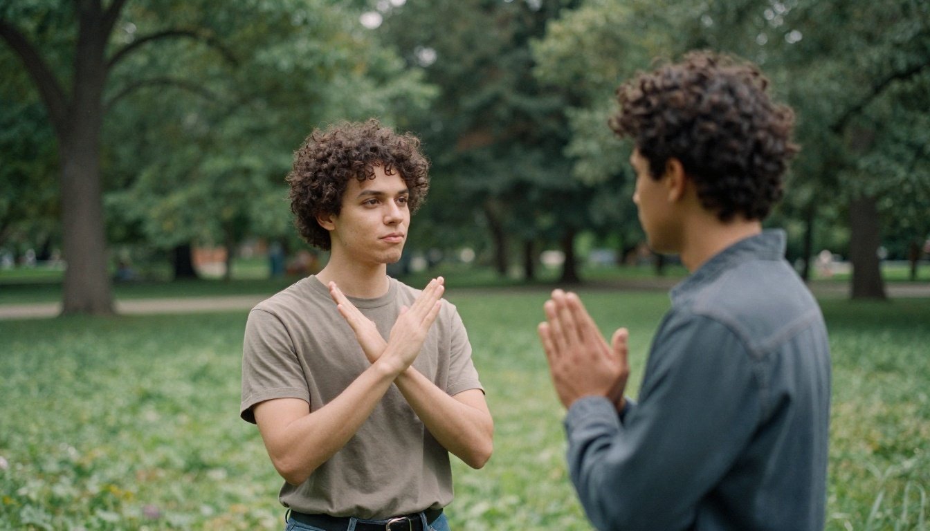 Όταν λες "όχι" και νιώθεις καλά μ’ αυτό 2 Άτομο που λέει όχι σε φίλο σε πάρκο