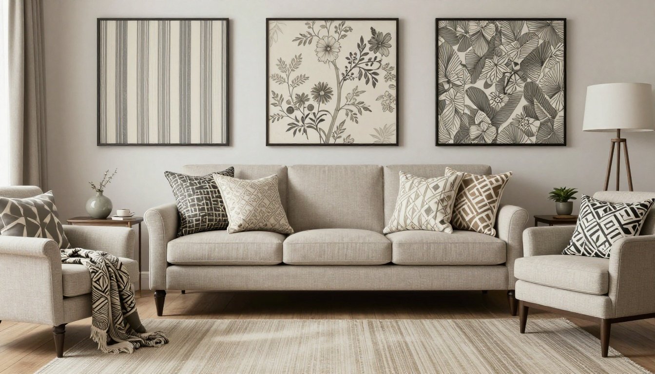 Μια κομψή διακόσμηση σπιτιού με διαφορετικά μοτίβα που συνδυάζονται αρμονικά.