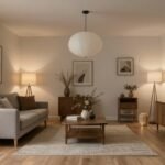 Διακοσμημένος χώρος με πολλαπλές πηγές φωτός.