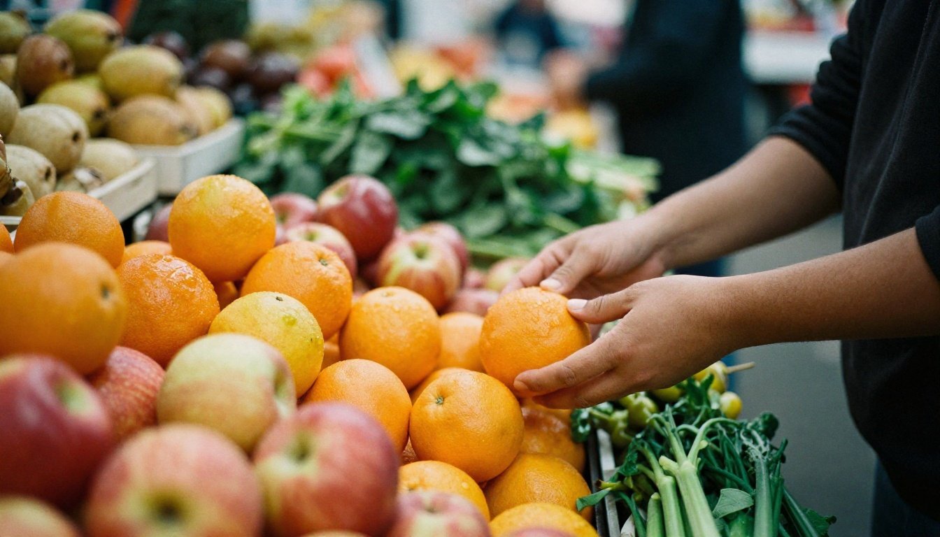 Φρέσκα φρούτα και λαχανικά σε μια αγορά