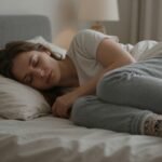 Άτομο κοιμάται ήρεμα με κάλτσες σε ήρεμο υπνοδωμάτιο