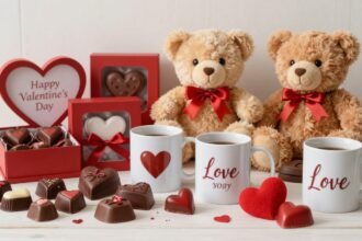 Διάφορα ρομαντικά δώρα για την ημέρα του Αγίου Βαλεντίνου.
