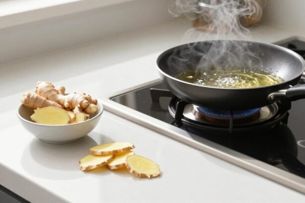 Κουζίνα με τηγανητό λάδι και φρέσκο τζίντζερ