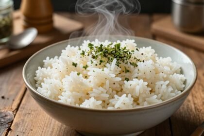 Αφράτο ρύζι σε μπολ με μυρωδικά