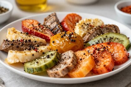 Ένα πιάτο με πικάντικα φαγητά σε μια άνετη κουζίνα.