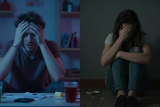 Εικόνα που απεικονίζει την επίδραση της διπολικής διαταραχής στην καθημερινή ζωή και τις σχέσεις, με έντονες αντιθέσεις διάθεσης.