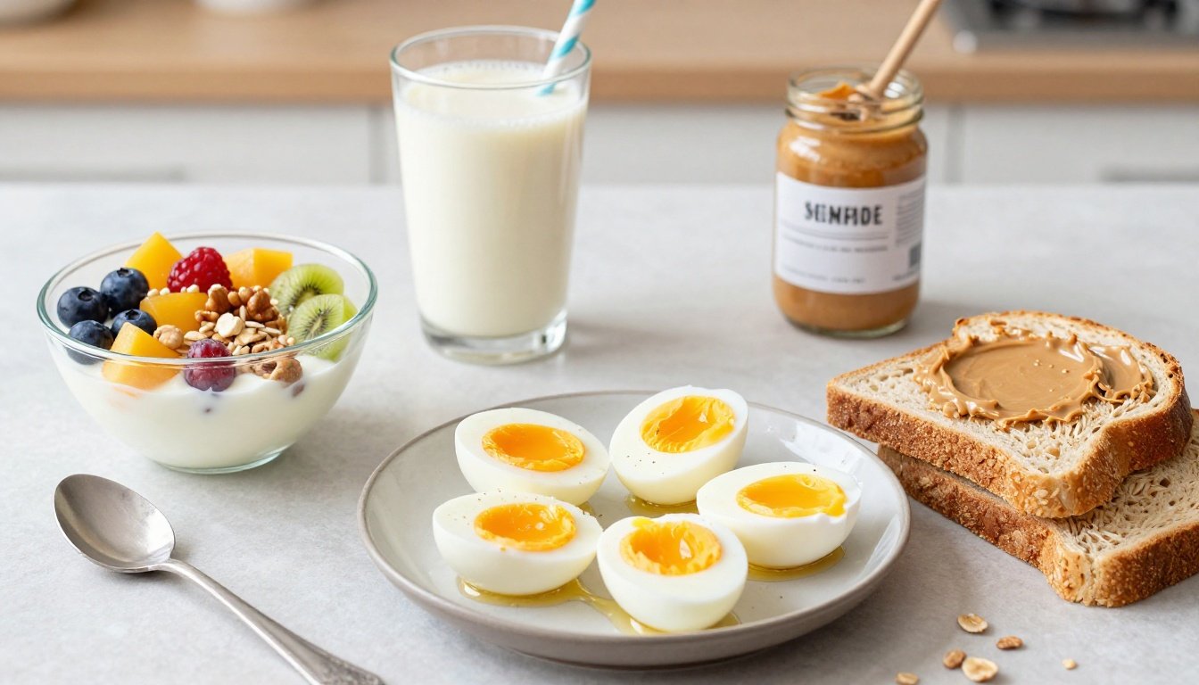 Γρήγορες και υγιεινές επιλογές πρωινού σε μια φωτεινή κουζίνα