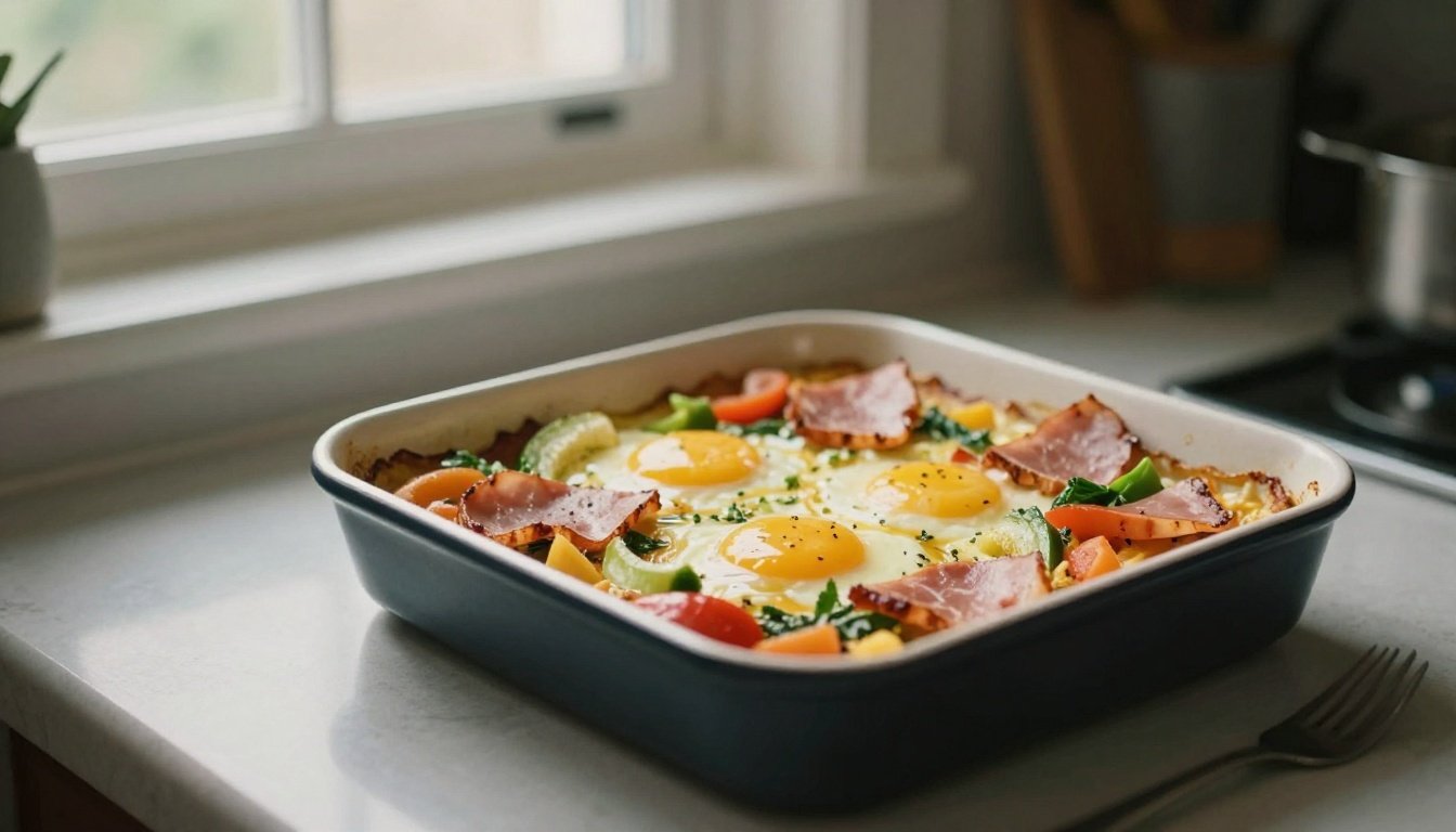 Εικόνα αυγά φούρνου με ζαμπόν