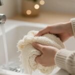 Πουλόβερ να πλένεται προσεκτικά σε νερό.