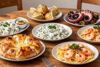 Νηστίσιμες συνταγές για την Καθαρά Δευτέρα σε ένα παραδοσιακό τραπέζι.