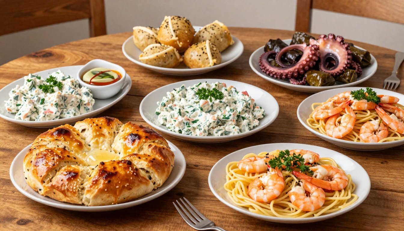 Νηστίσιμες συνταγές για την Καθαρά Δευτέρα σε ένα παραδοσιακό τραπέζι.