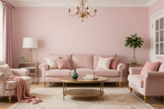 Σαλονάκι με απαλές αποχρώσεις στους τοίχους και κομψά έπιπλα.