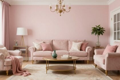 Σαλονάκι με απαλές αποχρώσεις στους τοίχους και κομψά έπιπλα.