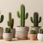 Κάκτοι σε γλάστρες σε εσωτερικό χώρο με φυσικό φωτισμό