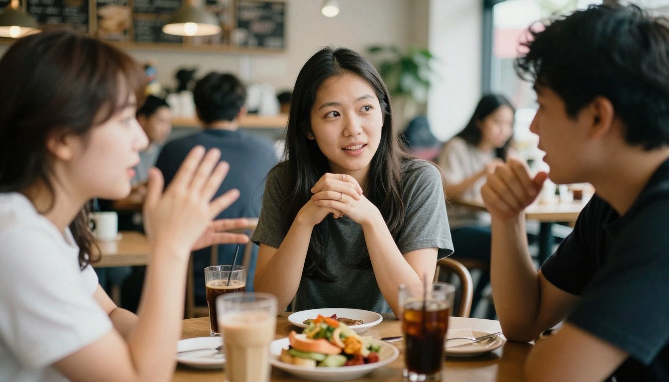 Ομάδα ανθρώπων σε έντονη συζήτηση σε καφετέρια