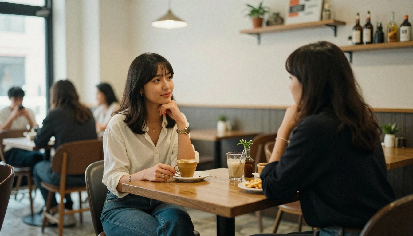 Πώς να μιλάς σε μια γυναίκα που προσπαθεί να σε χειραγωγήσει 2 Γυναίκα θέτει όρια σε μια συζήτηση σε καφέ