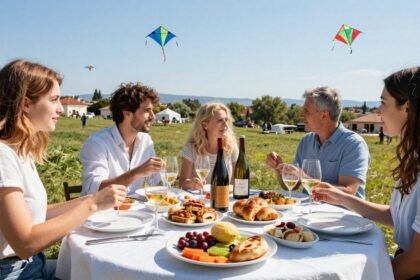 Πικνίκ την Καθαρά Δευτέρα με παραδοσιακά φαγητά και χαρταετούς στον ουρανό.