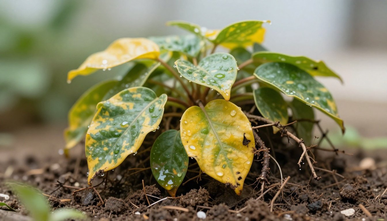 Υγιές φυτό με σημάδια υπερβολικού ποτίσματος.