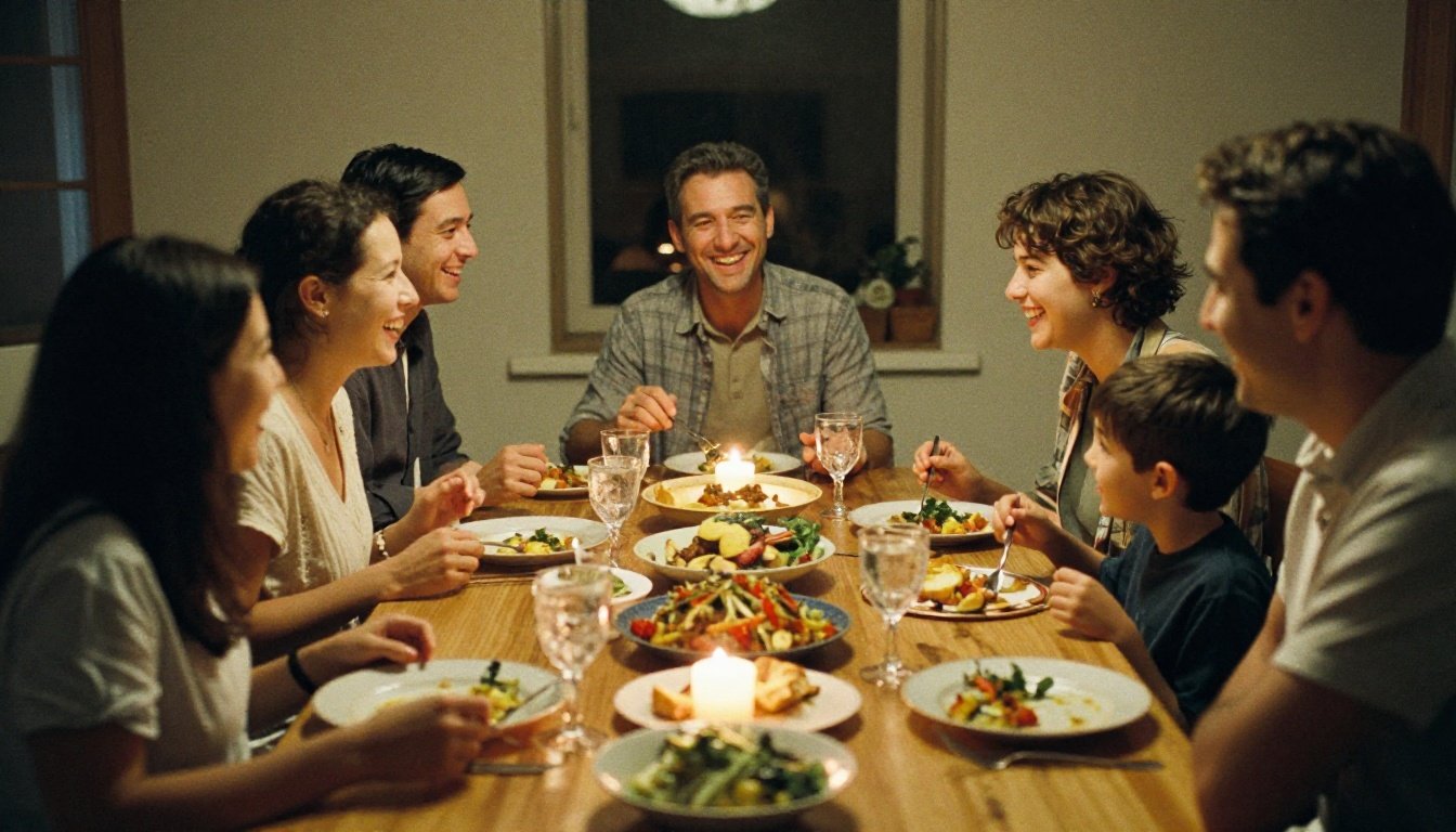 Μια οικογένεια τρώει μαζί