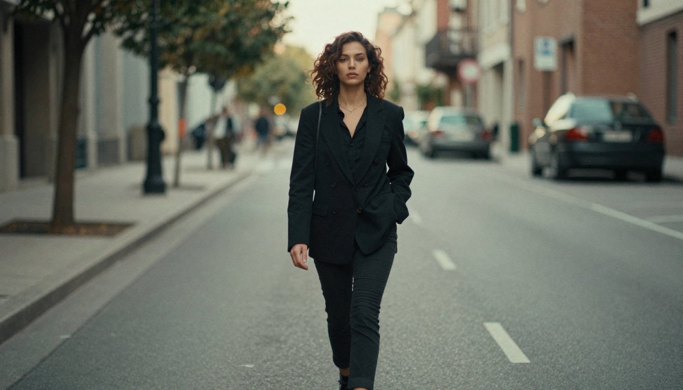 Μια φωτογραφία ενός όμορφου ατόμου που περπατά μόνο του σε έναν ήσυχο δρόμο