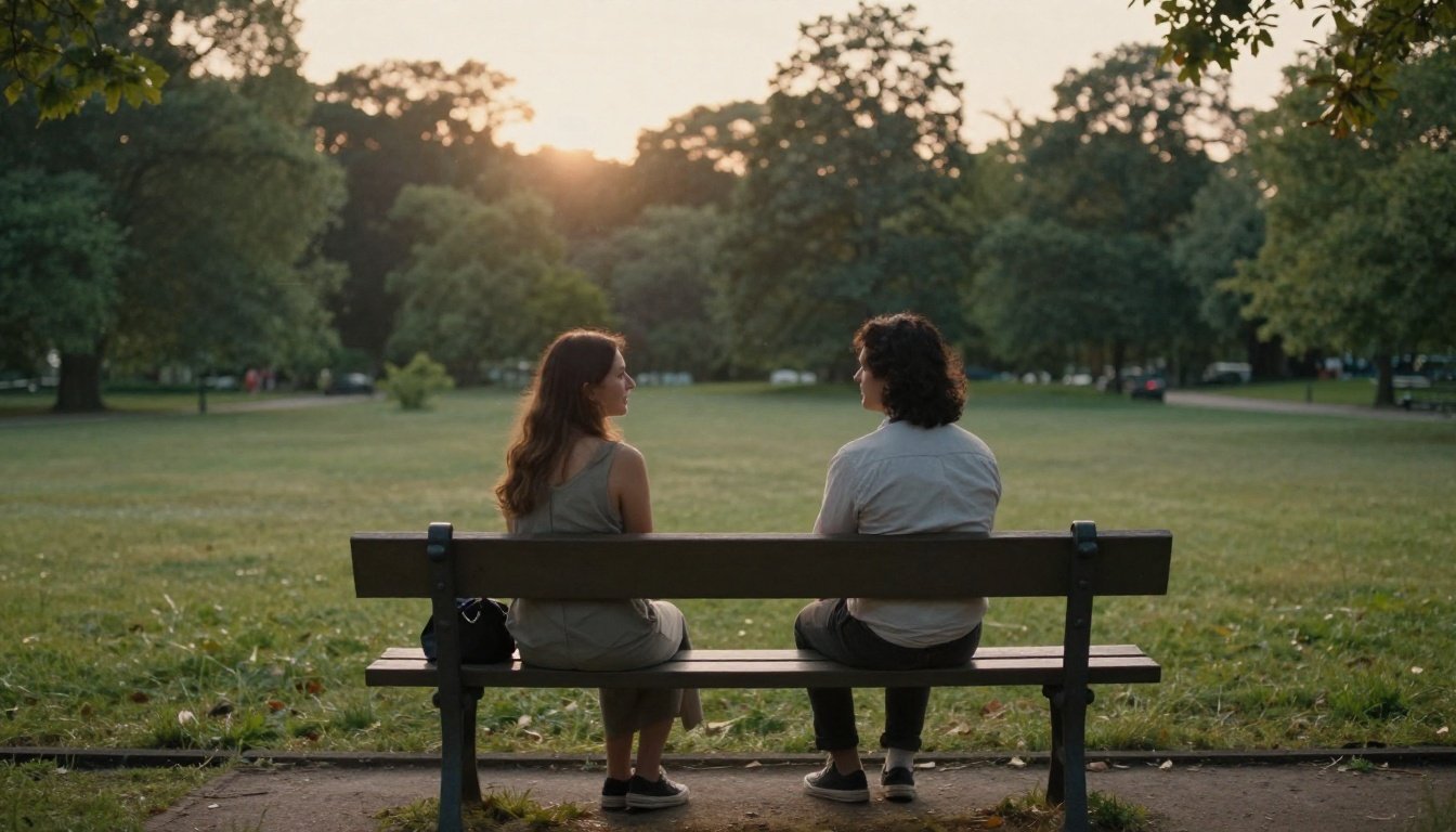 Πώς αντιδρά το κάθε ζώδιο στον χωρισμό 2 Στενά πλάνα ενός ζευγαριού που μιλάει σε παγκάκι σε πάρκο