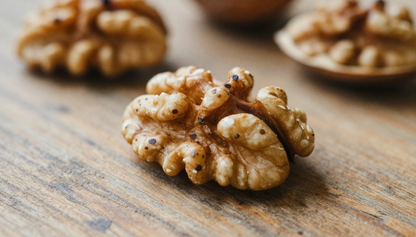 Πώς καταλαβαίνεις αν τα καρύδια έχουν χαλάσει 2 Κοντινή φωτογραφία καρυδιών με σκούρα σημάδια