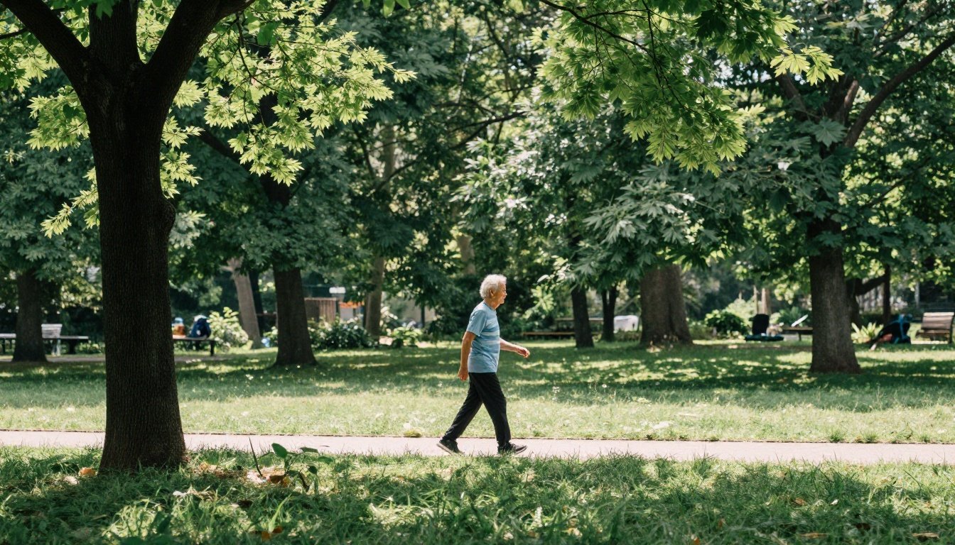 Ηλικιωμένο άτομο γυμνάζεται σε πάρκο