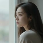 Ένας όμορφος άνθρωπος κοιτάζει έξω από ένα παράθυρο, εκφράζοντας τη σκέψη και τη μοναξιά.