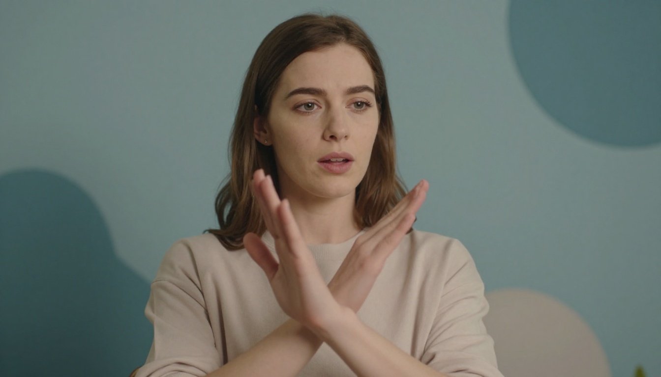 Ένα άτομο που δηλώνει αυτοπεποίθηση λέγοντας όχι, αποπνέοντας αίσθηση σεβασμού και προσωπικών ορίων.