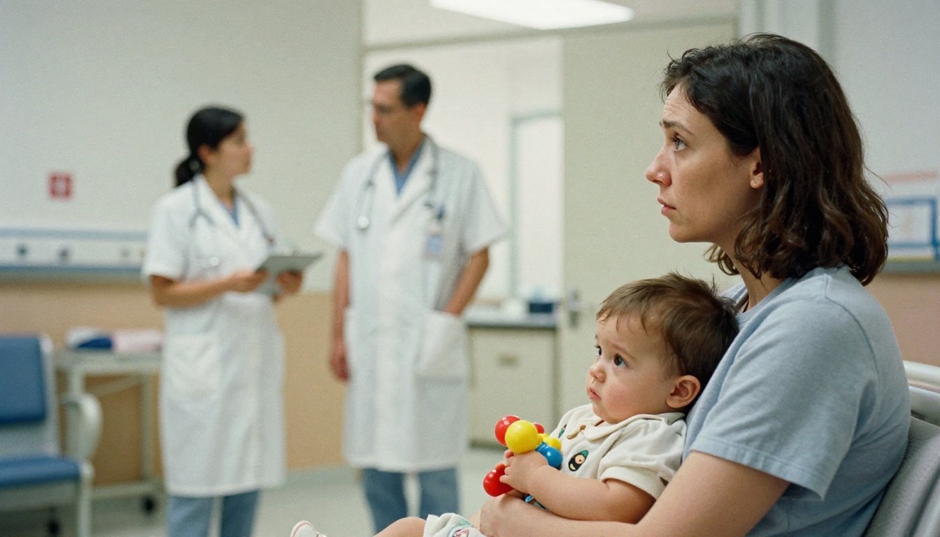 Οι δύο όψεις του συνδρόμου Μινχάουζεν και η εμπλοκή της μητέρας 2 Μητέρα ανήσυχη σε αίθουσα αναμονής νοσοκομείου