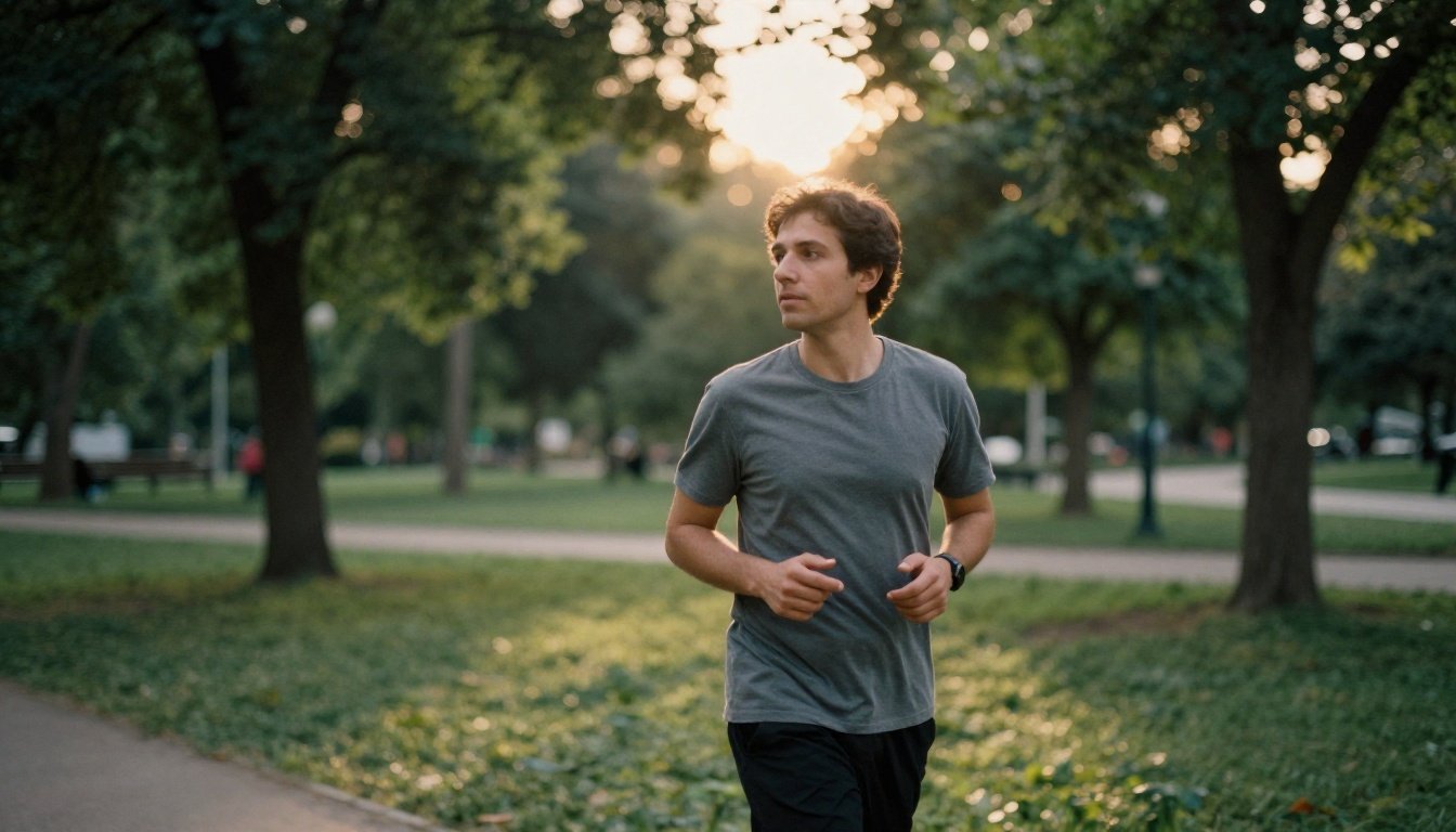 Άνθρωπος με διαβήτη που περπατά σε πάρκο