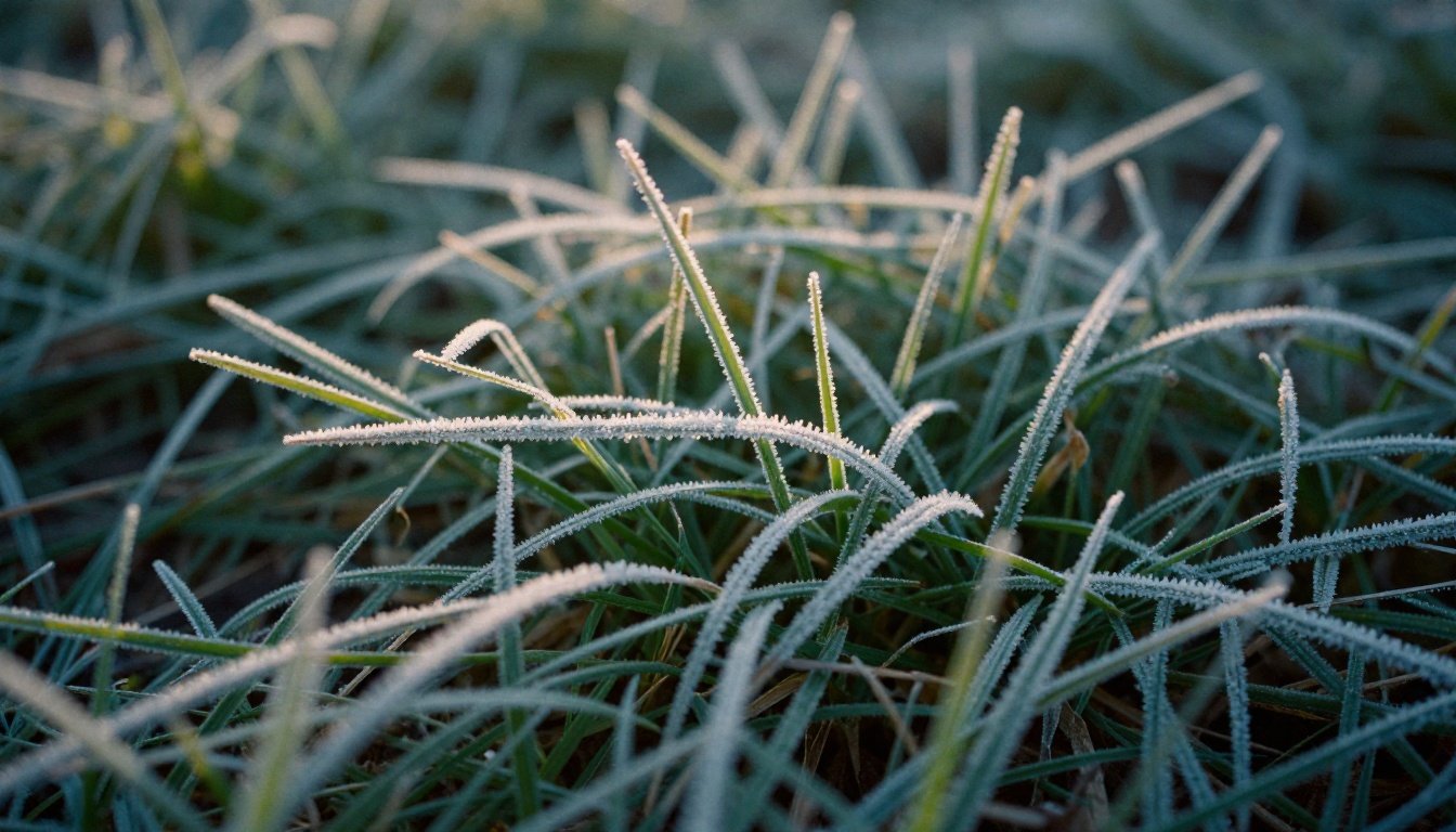 Παγωμένο χλοοτάπητα σε κήπο