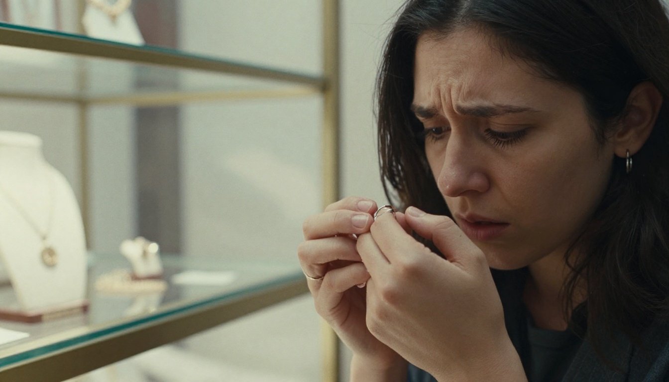 Ανησυχημένο άτομο προσπαθεί να αφαιρέσει ένα κολλημένο δαχτυλίδι