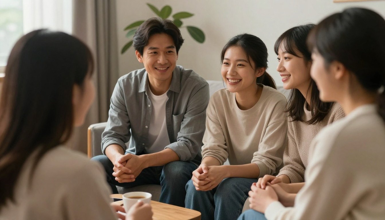 Μια ζεστή στιγμή ανθρώπινης επαφής και συνομιλίας που προάγει τη μακροχρόνια ευεξία.