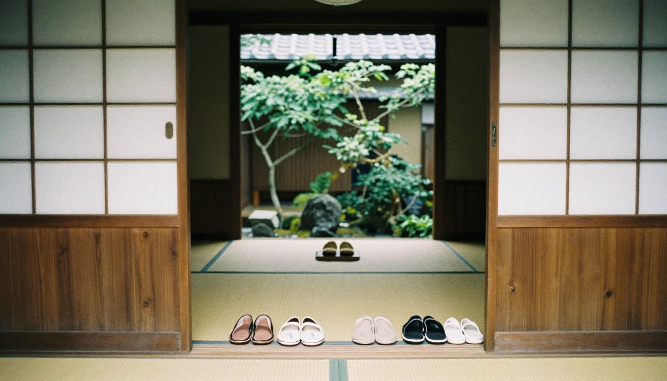 Προβολή του genkan με παπούτσια