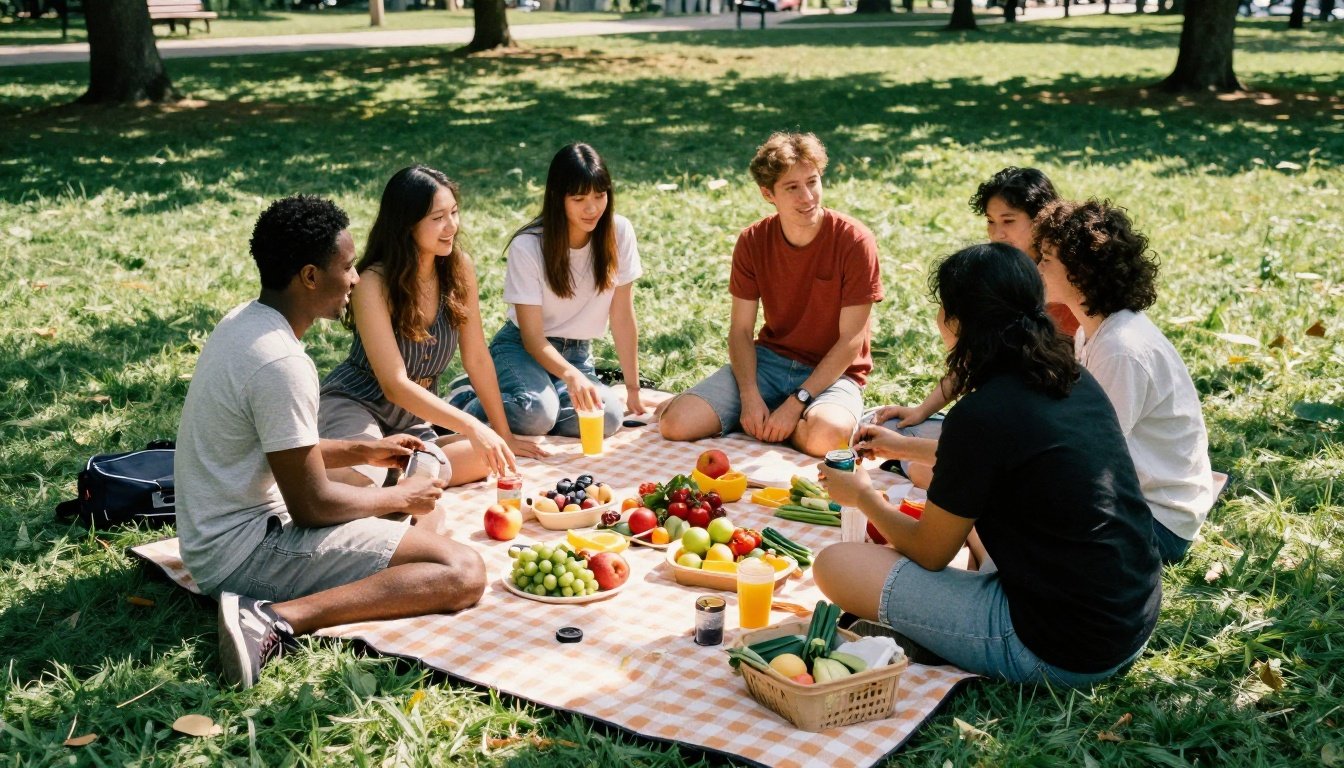 Γιατί θέλεις να τρως συνέχεια; 2 Ομάδα ανθρώπων απολαμβάνει πικνίκ σε ηλιόλουστο πάρκο