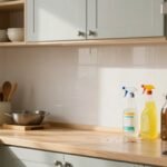 Καθαρά ντουλάπια κουζίνας με φυσικά καθαριστικά και ζεστό φωτισμό