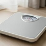 Σκηνικό πρωινού με μια ζυγαριά σε καθαρή επιφάνεια, φωτισμένο από φυσικό φως.