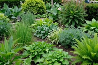 Τοπίο κήπου με αποτελεσματικές μεθόδους για την καταπολέμηση των αγριόχορτων.