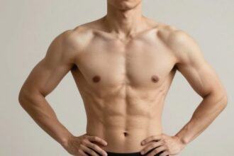 Φωτογραφία ατόμου με ισορροπημένη σιλουέτα και πλατύς ώμους.